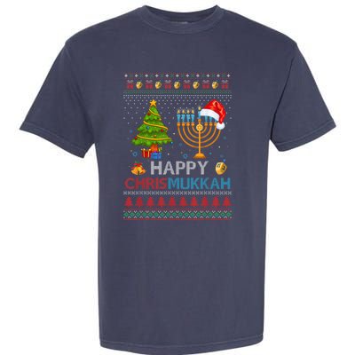 Happy Chrismukkah Jewish Hanukkah Chanukah Ugly Christmas Garment-Dyed Heavyweight T-Shirt