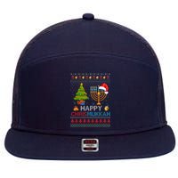 Happy Chrismukkah Jewish Hanukkah Chanukah Ugly Christmas 7 Panel Mesh Trucker Snapback Hat