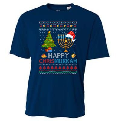 Happy Chrismukkah Jewish Hanukkah Chanukah Ugly Christmas Cooling Performance Crew T-Shirt