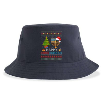 Happy Chrismukkah Jewish Hanukkah Chanukah Ugly Christmas Sustainable Bucket Hat