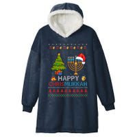 Happy Chrismukkah Jewish Hanukkah Chanukah Ugly Christmas Hooded Wearable Blanket