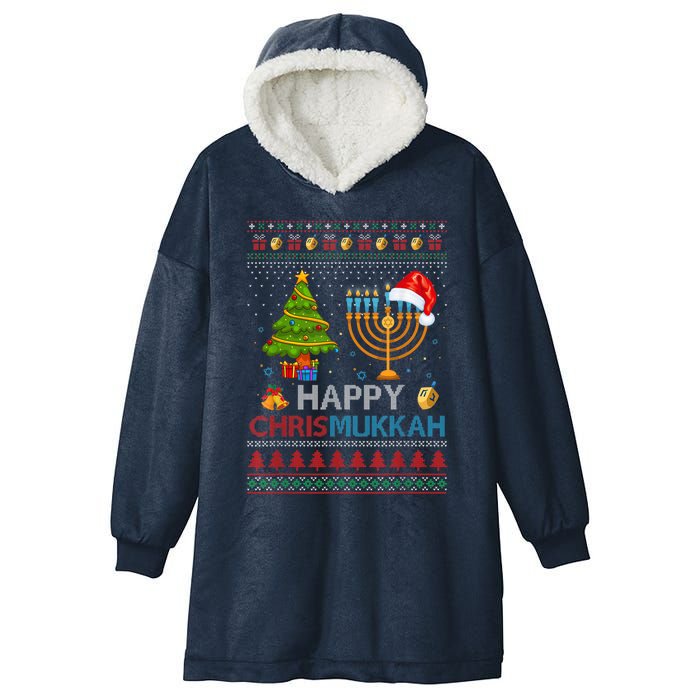 Happy Chrismukkah Jewish Hanukkah Chanukah Ugly Christmas Hooded Wearable Blanket