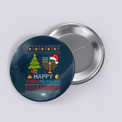 Happy Chrismukkah Jewish Hanukkah Chanukah Ugly Christmas Button