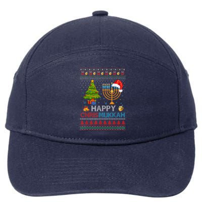 Happy Chrismukkah Jewish Hanukkah Chanukah Ugly Christmas 7-Panel Snapback Hat