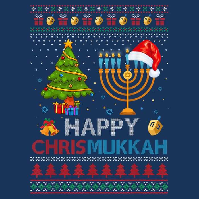 Happy Chrismukkah Jewish Hanukkah Chanukah Ugly Christmas Drawstring Bag
