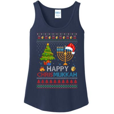 Happy Chrismukkah Jewish Hanukkah Chanukah Ugly Christmas Ladies Essential Tank