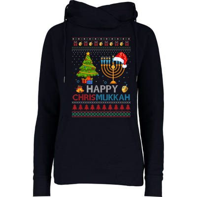 Happy Chrismukkah Jewish Hanukkah Chanukah Ugly Christmas Womens Funnel Neck Pullover Hood