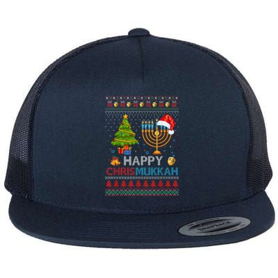 Happy Chrismukkah Jewish Hanukkah Chanukah Ugly Christmas Flat Bill Trucker Hat