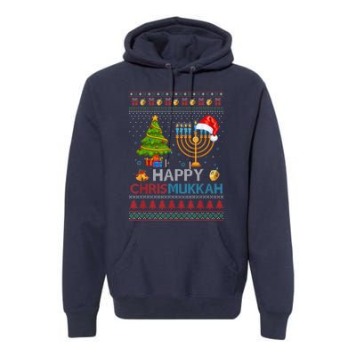 Happy Chrismukkah Jewish Hanukkah Chanukah Ugly Christmas Premium Hoodie