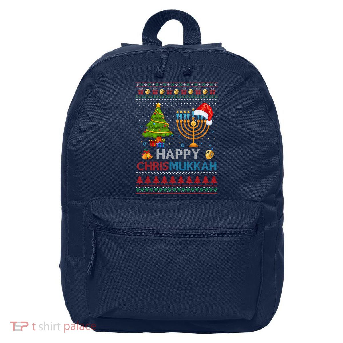 Happy Chrismukkah Jewish Hanukkah Chanukah Ugly Christmas 16 in Basic Backpack