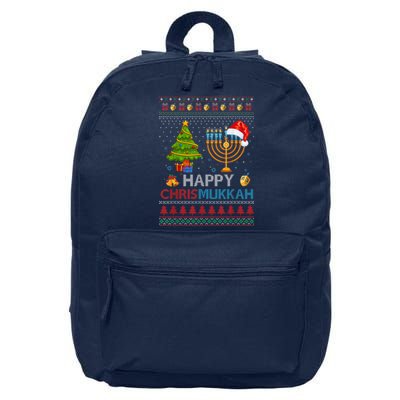 Happy Chrismukkah Jewish Hanukkah Chanukah Ugly Christmas 16 in Basic Backpack