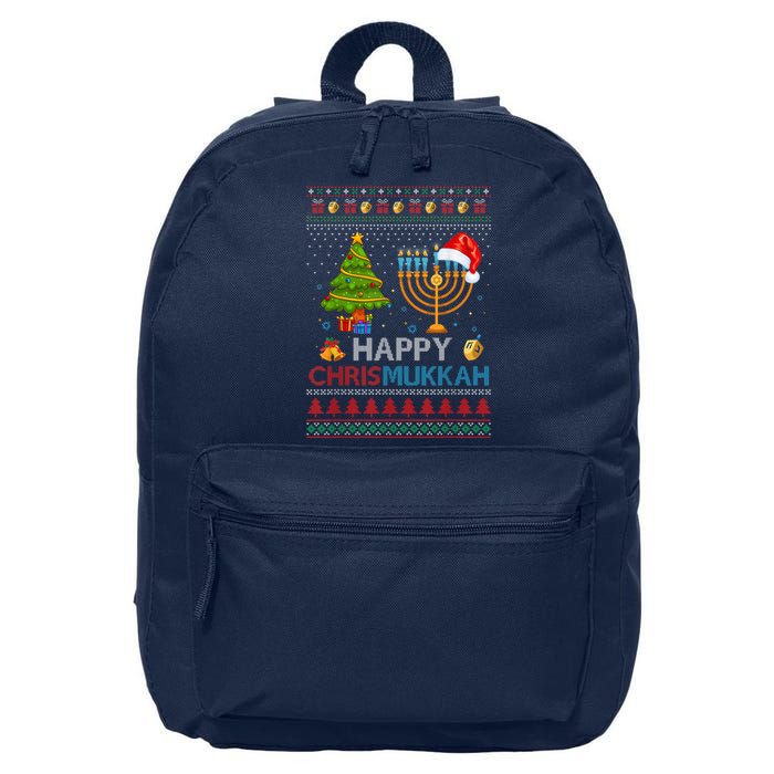 Happy Chrismukkah Jewish Hanukkah Chanukah Ugly Christmas 16 in Basic Backpack