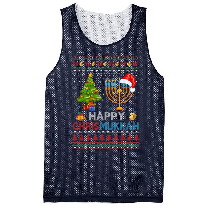 Happy Chrismukkah Jewish Hanukkah Chanukah Ugly Christmas Mesh Reversible Basketball Jersey Tank