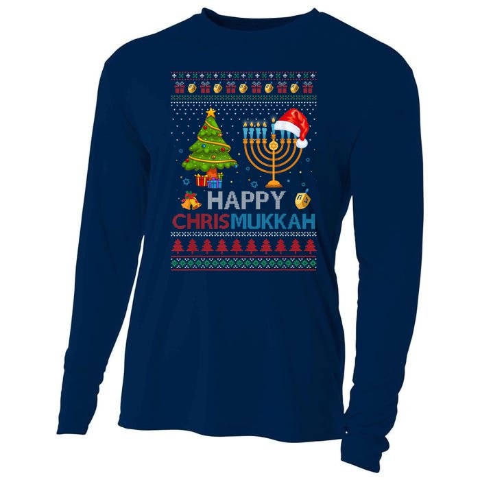 Happy Chrismukkah Jewish Hanukkah Chanukah Ugly Christmas Cooling Performance Long Sleeve Crew