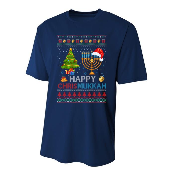 Happy Chrismukkah Jewish Hanukkah Chanukah Ugly Christmas Performance Sprint T-Shirt