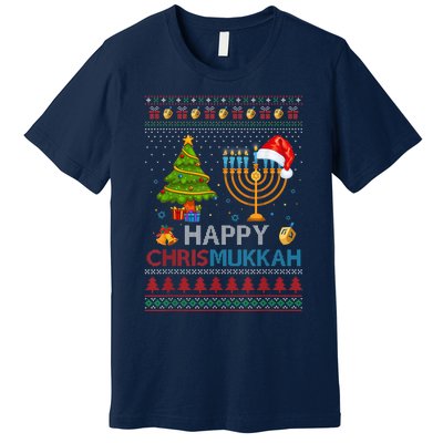 Happy Chrismukkah Jewish Hanukkah Chanukah Ugly Christmas Premium T-Shirt