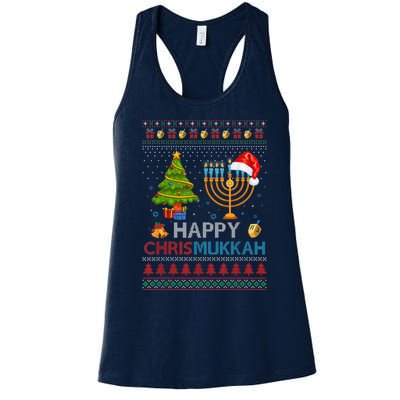 Happy Chrismukkah Jewish Hanukkah Chanukah Ugly Christmas Women's Racerback Tank