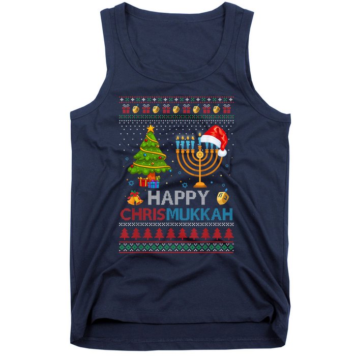 Happy Chrismukkah Jewish Hanukkah Chanukah Ugly Christmas Tank Top