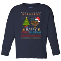 Happy Chrismukkah Jewish Hanukkah Chanukah Ugly Christmas Toddler Long Sleeve Shirt