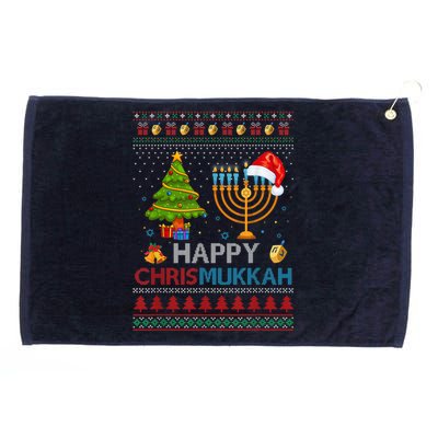 Happy Chrismukkah Jewish Hanukkah Chanukah Ugly Christmas Grommeted Golf Towel