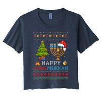 Happy Chrismukkah Jewish Hanukkah Chanukah Ugly Christmas Women's Crop Top Tee