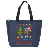 Happy Chrismukkah Jewish Hanukkah Chanukah Ugly Christmas Zip Tote Bag