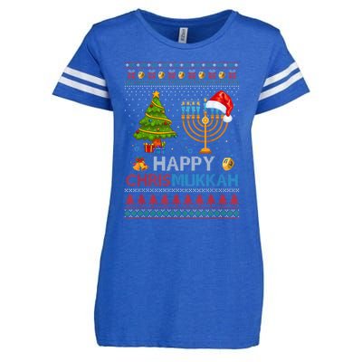 Happy Chrismukkah Jewish Hanukkah Chanukah Ugly Christmas Enza Ladies Jersey Football T-Shirt