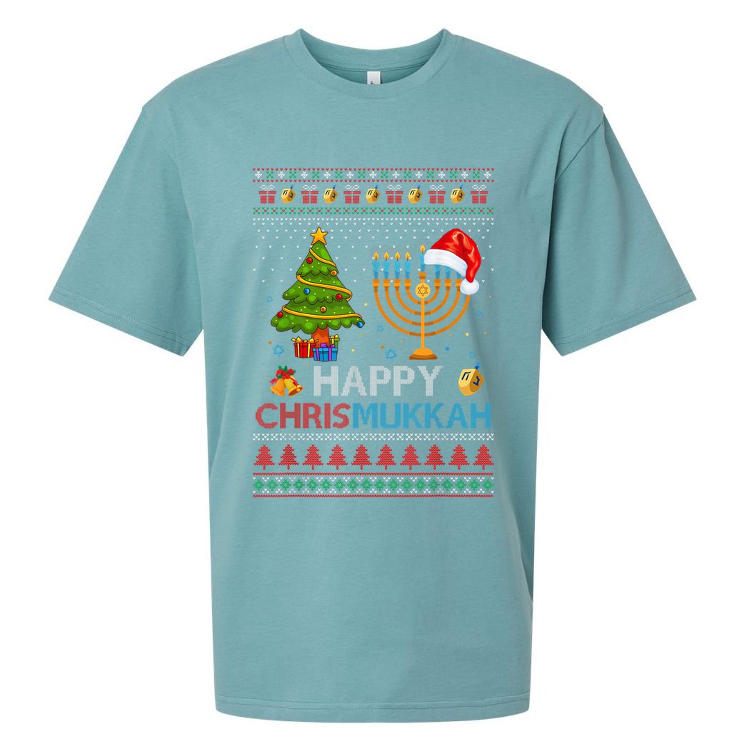 Happy Chrismukkah Jewish Hanukkah Chanukah Ugly Christmas Sueded Cloud Jersey T-Shirt