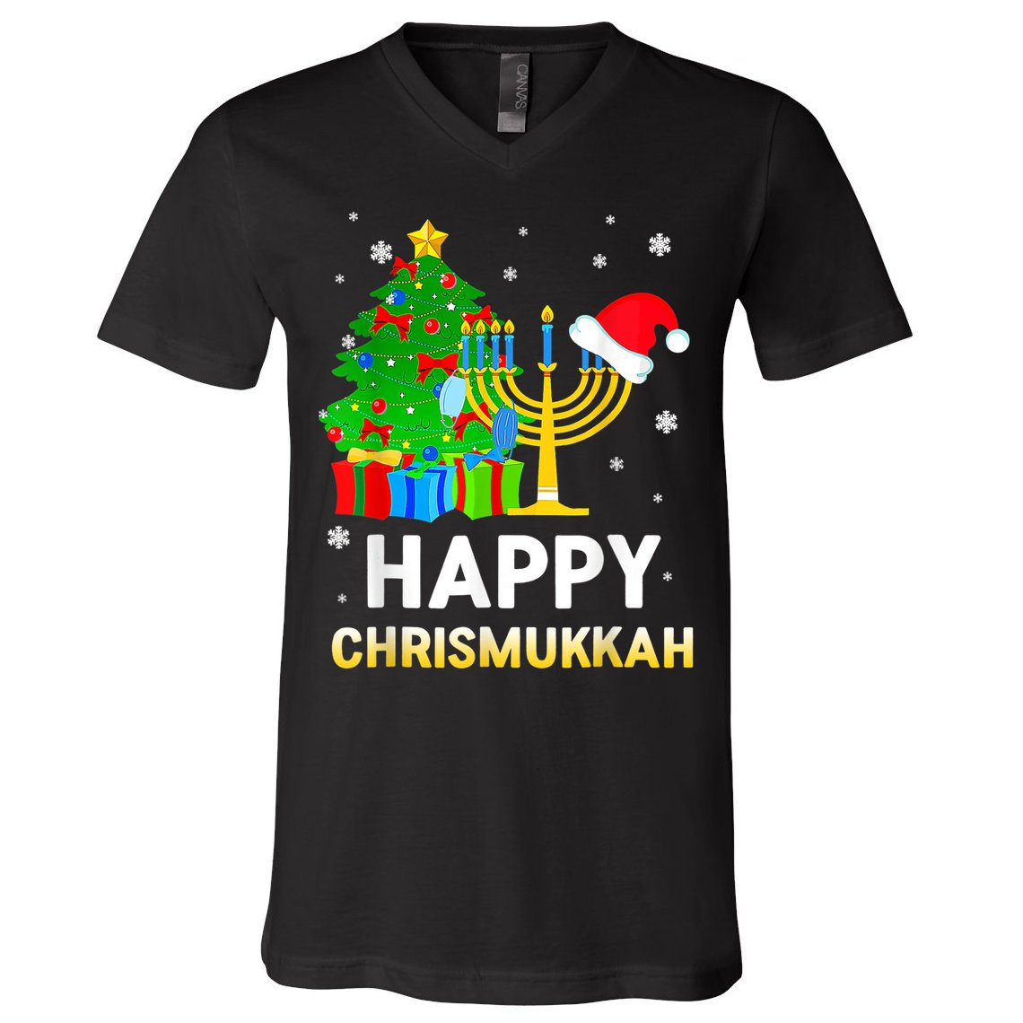 Happy Chrismukkah Jewish Christmas Happy Hanukkah Holiday Chanukah V-Neck T-Shirt