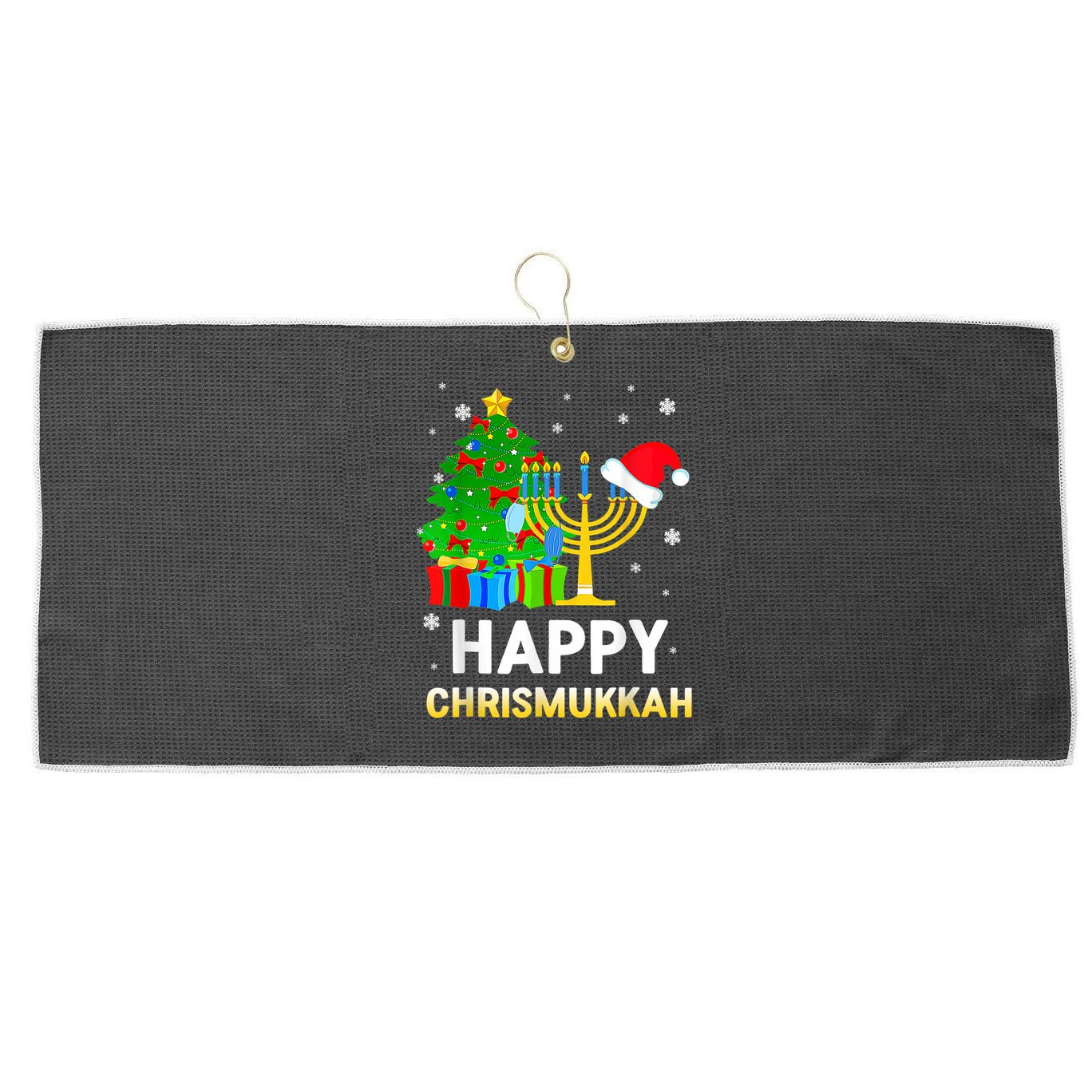 Happy Chrismukkah Jewish Christmas Happy Hanukkah Holiday Chanukah Large Microfiber Waffle Golf Towel