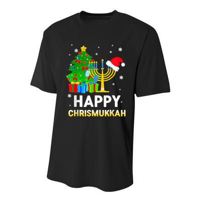 Happy Chrismukkah Jewish Christmas Happy Hanukkah Holiday Chanukah Youth Performance Sprint T-Shirt