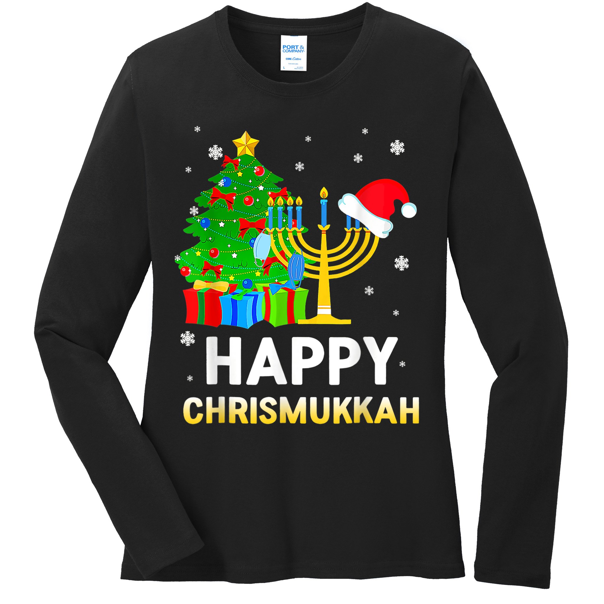 Happy Chrismukkah Jewish Christmas Happy Hanukkah Holiday Chanukah Ladies Long Sleeve Shirt