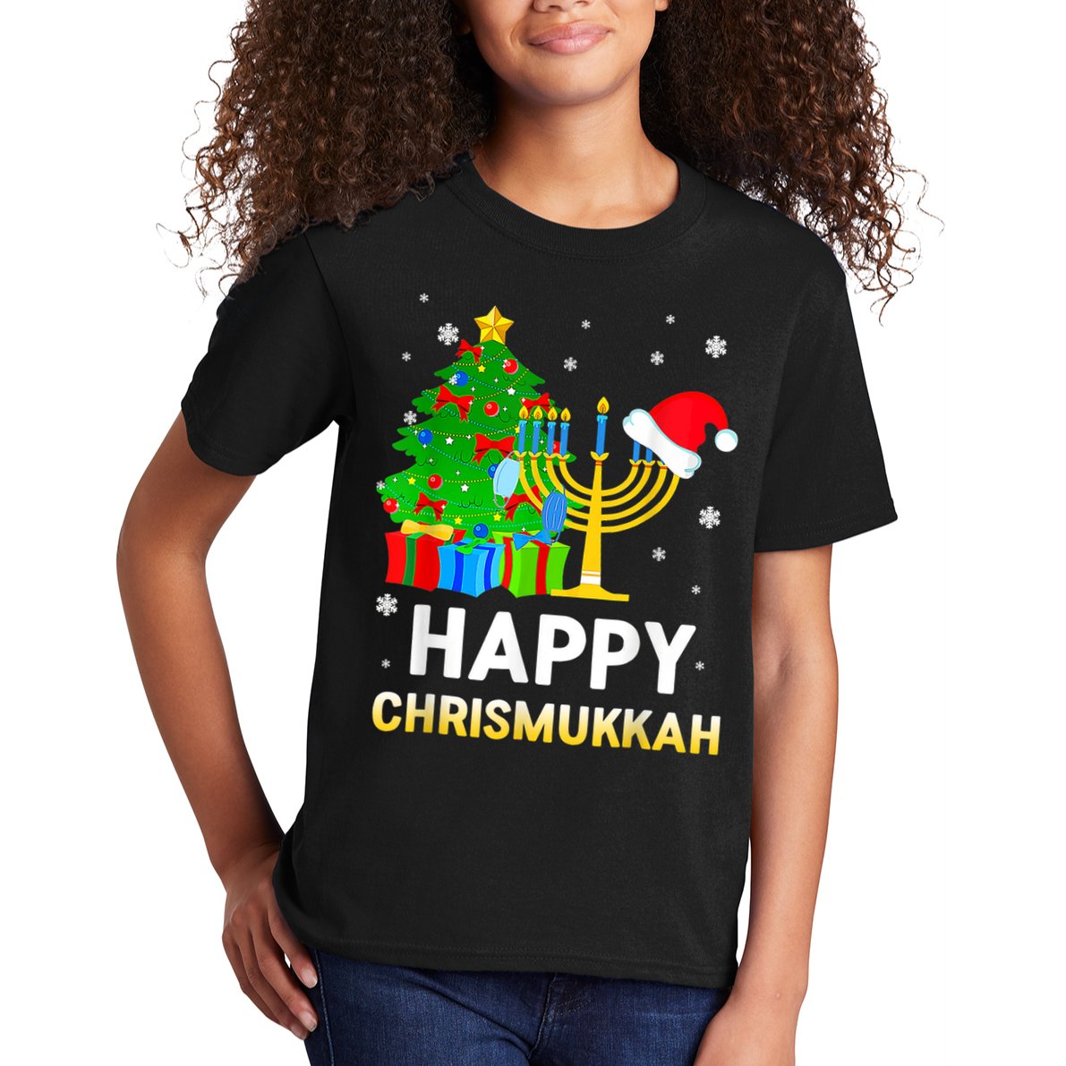 Happy Chrismukkah Jewish Christmas Happy Hanukkah Holiday Chanukah Kids T-Shirt