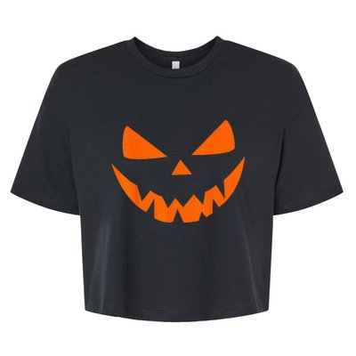 Halloween Costume Jack O Lantern Pumpkin Face Bella+Canvas Jersey Crop Tee