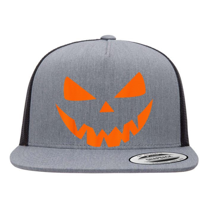 Halloween Costume Jack O Lantern Pumpkin Face Flat Bill Trucker Hat