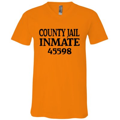 Halloween County Jail Inmate Prisoner Funny Costume Party V-Neck T-Shirt