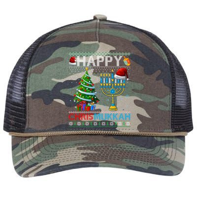 Happy Chrismukkah Jewish Christmas Hanukkah Chanukah Retro Rope Trucker Hat Cap