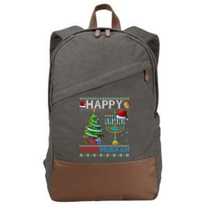 Happy Chrismukkah Jewish Christmas Hanukkah Chanukah Cotton Canvas Backpack