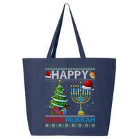 Happy Chrismukkah Jewish Christmas Hanukkah Chanukah 25L Jumbo Tote