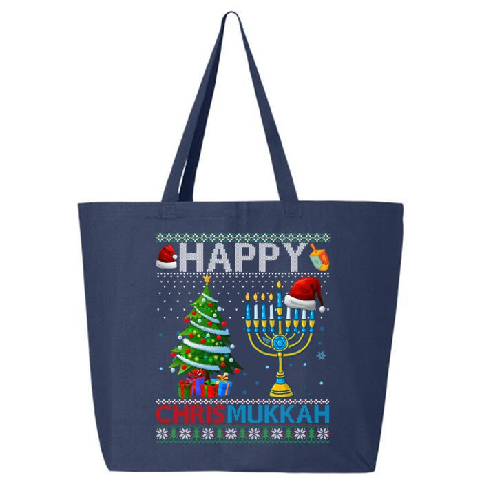 Happy Chrismukkah Jewish Christmas Hanukkah Chanukah 25L Jumbo Tote