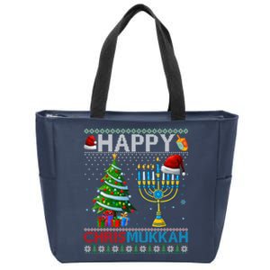 Happy Chrismukkah Jewish Christmas Hanukkah Chanukah Zip Tote Bag