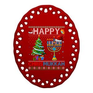 Happy Chrismukkah Jewish Christmas Hanukkah Chanukah Meaningful Gift Ceramic Oval Ornament