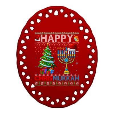 Happy Chrismukkah Jewish Christmas Hanukkah Chanukah Meaningful Gift Ceramic Oval Ornament