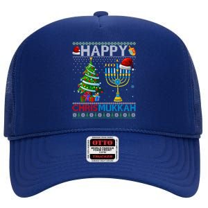 Happy Chrismukkah Jewish Christmas Hanukkah Chanukah Meaningful Gift High Crown Mesh Back Trucker Hat