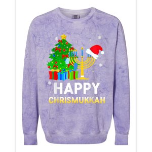 Happy Chrismukkah Jewish Christmas Hanukkah Holiday Chanukah Colorblast Crewneck Sweatshirt