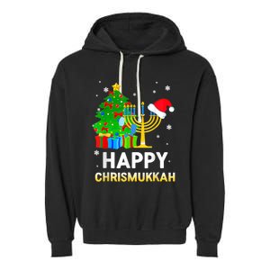 Happy Chrismukkah Jewish Christmas Hanukkah Holiday Chanukah Garment-Dyed Fleece Hoodie