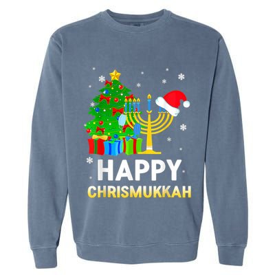 Happy Chrismukkah Jewish Christmas Hanukkah Holiday Chanukah Garment-Dyed Sweatshirt