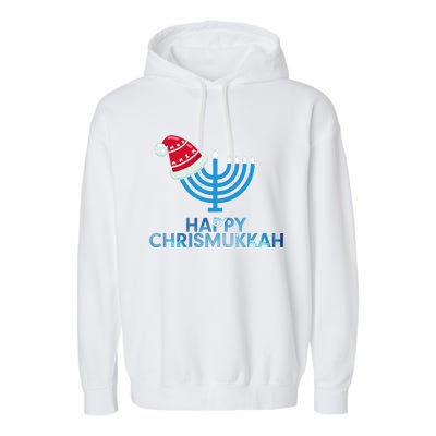 Happy Christmukkah Jewish Christmas Hanukkah Chanukah Garment-Dyed Fleece Hoodie