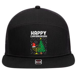 Happy Christmukkah Jewish Christmas Hanukkah Chanukah Gift  7 Panel Mesh Trucker Snapback Hat