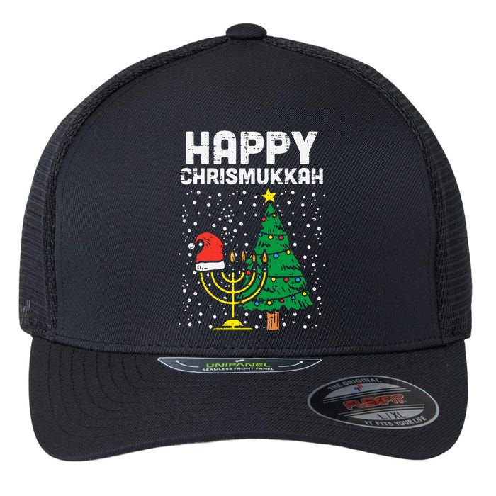 Happy Christmukkah Jewish Christmas Hanukkah Chanukah Gift  Flexfit Unipanel Trucker Cap